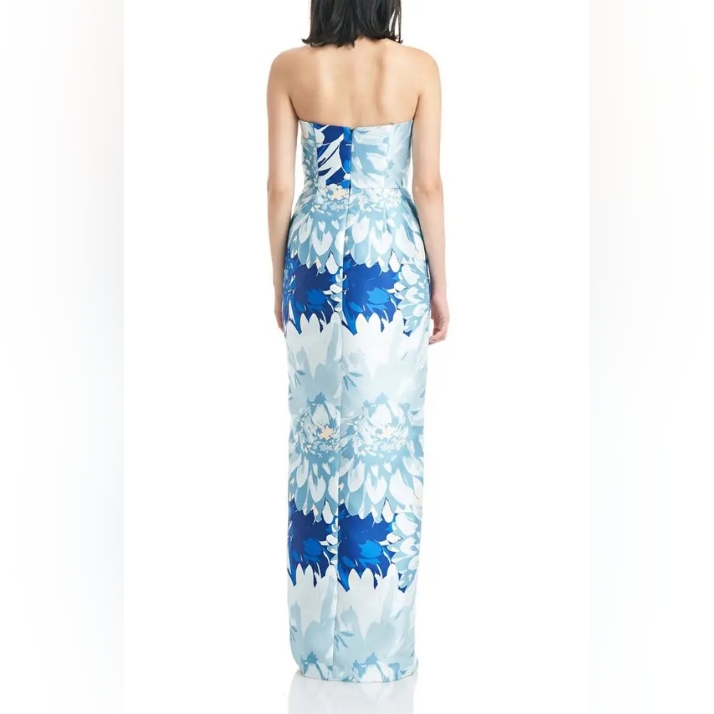 Kay Unger Lucienne Strapless Column Gown In Nile Blue Midnight Sz 6 - Picture 2 of 11